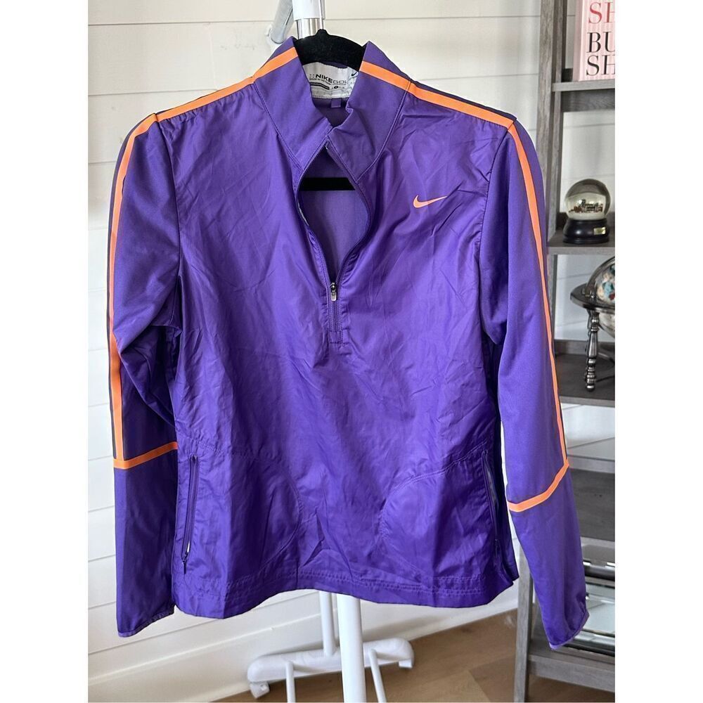 Women's Nike Golf 1/4 Zip Windbreaker Rain Jacket Purple Orange Small‎
